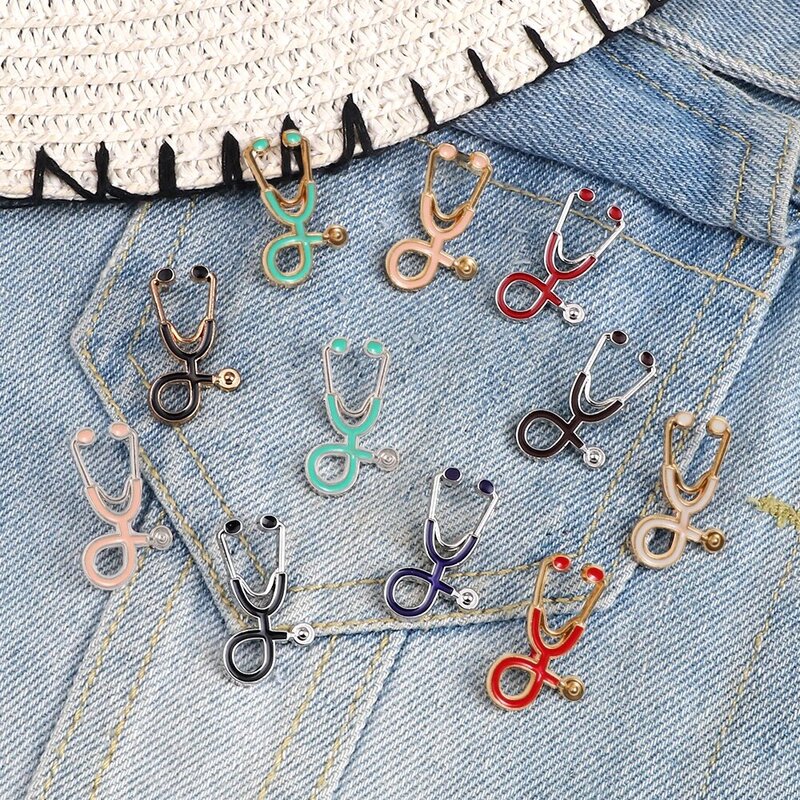 Creative 18 styles Colorful Brooches Doctor Nurse Stethoscope enamel Pins Medical Denim Jackets bag Jewelry Button Badges Gifts