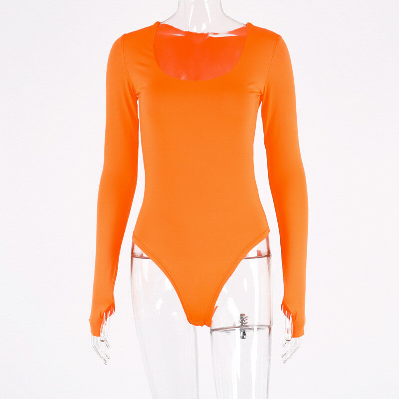BKLD Schwarz Langarm Body Frauen Sexy 2019 Herbst Weibliche Oansatz Frauen Kleidung Fashion Solid Body Orange Top Clubwear