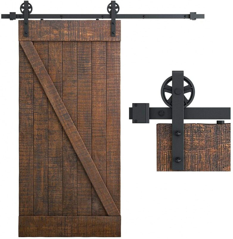 Puerta de madera de Granero deslizante para puerta de armario Interior, Kit de pista de puerta de cocina, Hardware de sistema de pista, rueda Industrial Vintage rusa