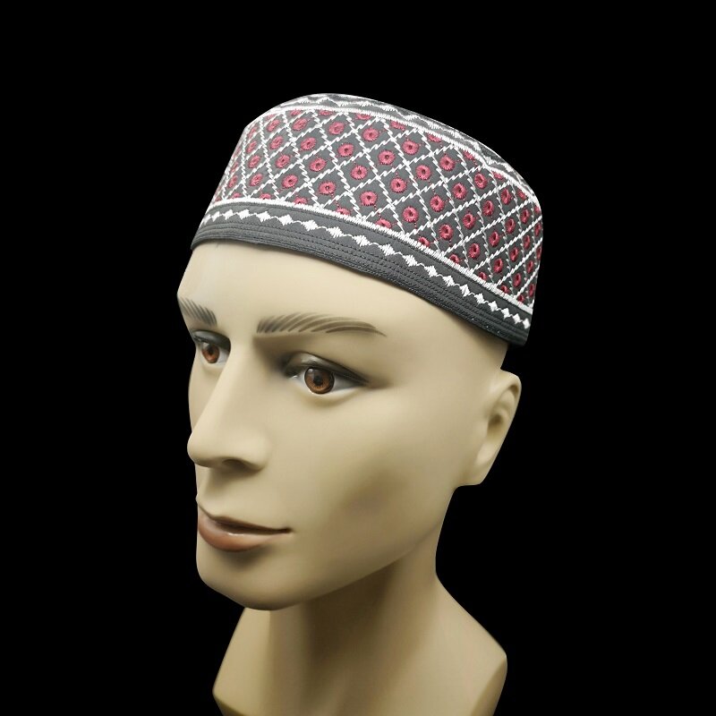 Gorras musulmanas de moda para hombres, sombrero de Kippah africano Kufi, tradicional, nigeriano, árabe, islámico, Arabia Saudita, color negro
