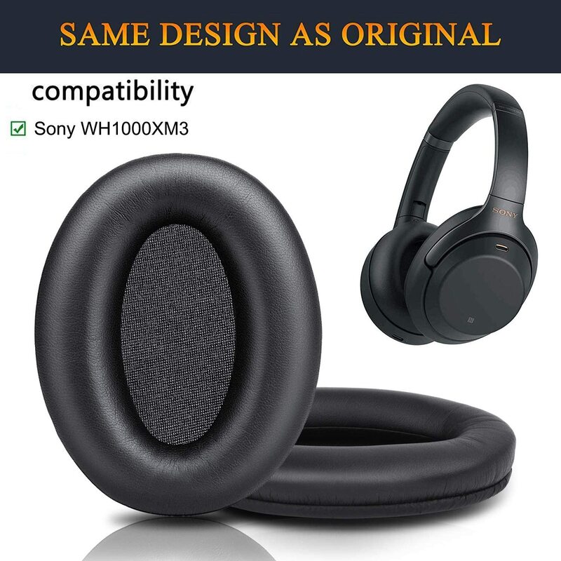 Professional WH1000XM3 Ear Pads, substituição Earpads, compatível com Sony, Over-Ear Headphones com Soft Pro, WH-1000XM3