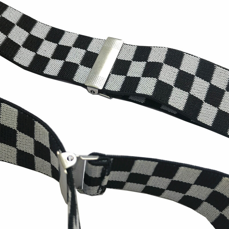 New Black White Plaid bretelle regolabili uomo donna 3.5CM di larghezza cinturino elastico X bretelle per bretelle per adulti posteriori 3 accessori di dimensioni