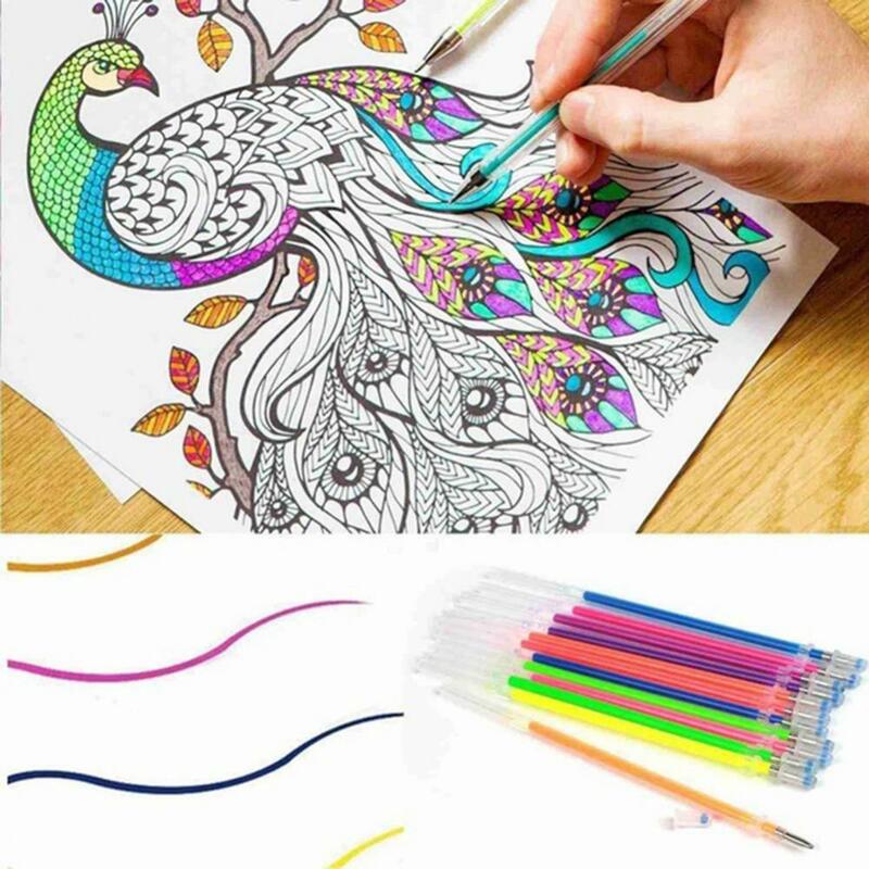 Recharges de stylos à Gel 12/24/36/48 couleurs, marqueurs artisanaux de coloriage à paillettes pour dessin et peinture, fournitures scolaires, cadeau pour enfants