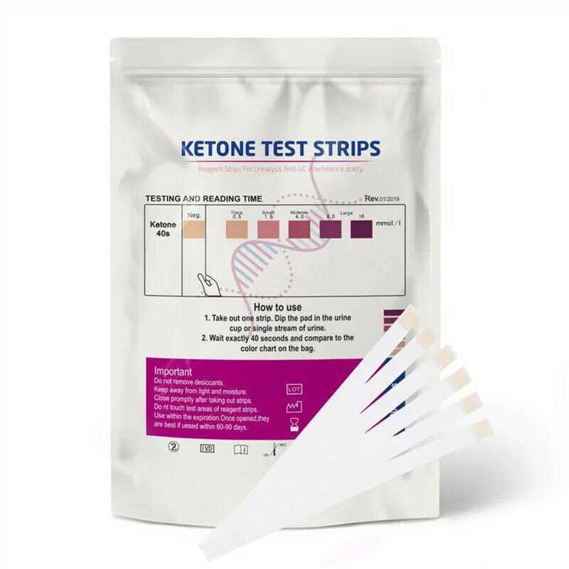 100Pcs URS-1K แถบทดสอบ Ketone Reagent Strips การทดสอบปัสสาวะ Anti-Vc ปัสสาวะบ้าน Ketosis ทดสอบทางเทคนิค