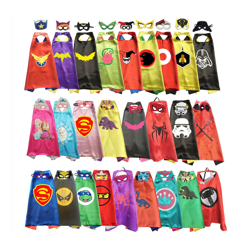 Capas de superhéroe con Máscaras para Niños Suministros de Fiesta de Cumpleaños Articulos de fiesta Disfraces de Halloween Vestido para Niñas Niños Cosplay