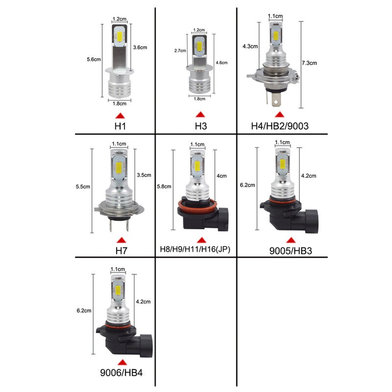 Faro LED antiniebla para coche, Bombilla H7, H4, CSP, H8, H11, H9, 9005, 9006, HB4, H1, H3, 12V, 6000K, 4300K, 2 piezas