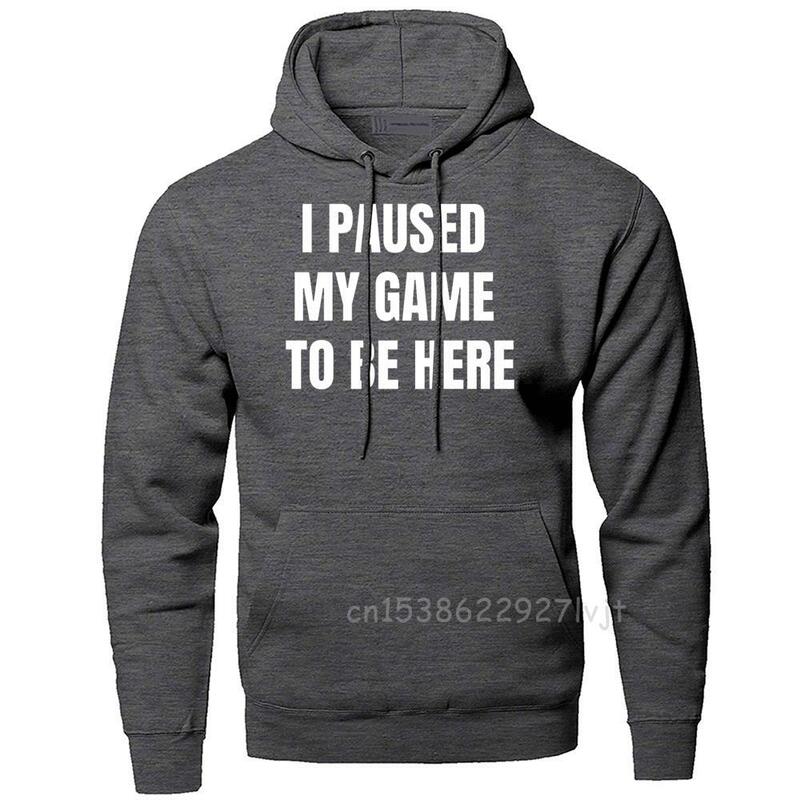 Saya Berhenti Permainan Saya untuk Berada Di Sini Sweter Bertudung Motif Pria Hoodie Kaus Olahraga Ramping Katun Premium Musim Gugur