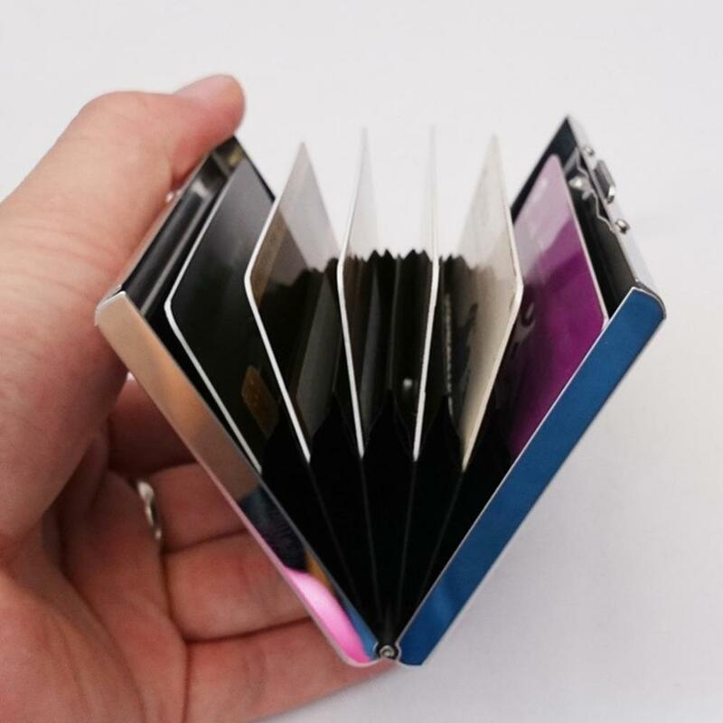 Tarjetero de Metal de acero Anti-Escaneo RFID, billetera de bloqueo delgada, funda protectora para tarjetas de visita