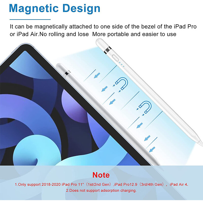 Peilinc – stylet tactile pour iPad, pour Apple Pencil 2 1, affichage de la batterie, rappel de rejet de paume inclinable, OTG type-c foudre