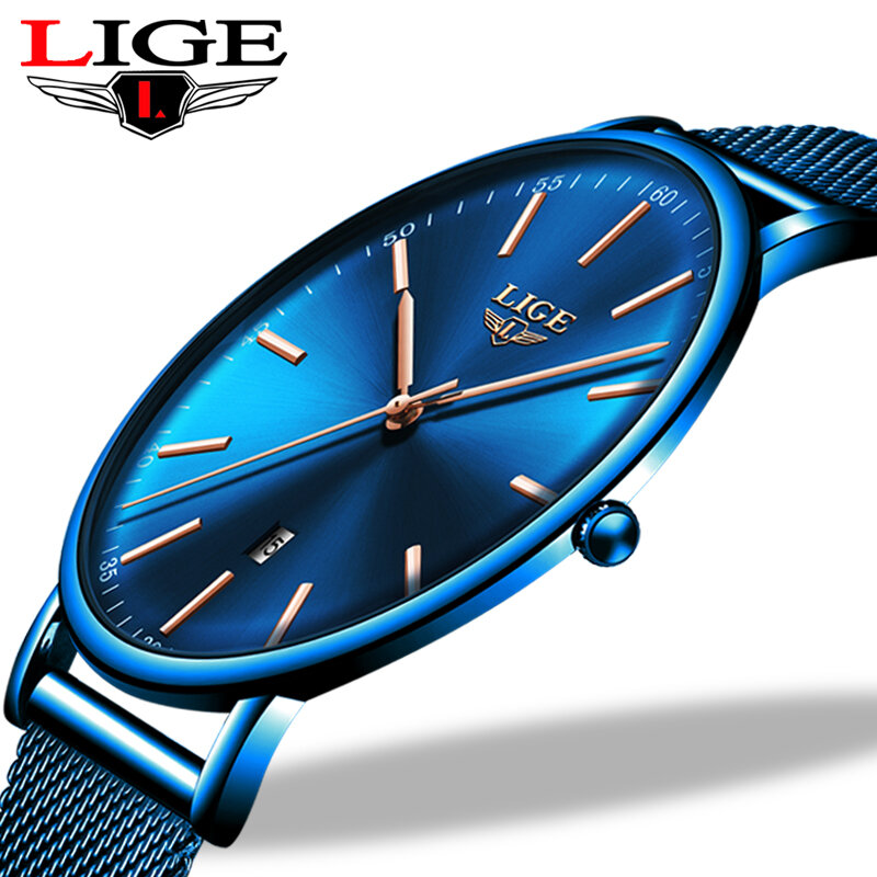 LIGE zegarki damskie Top marka luksusowy wodoodporny zegarek moda damska zegarek ze stali nierdzewnej Casual zegar kwarcowy Reloj Mujer