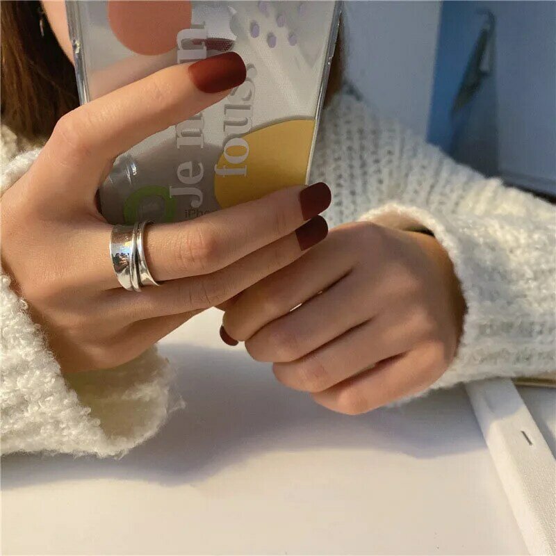 Xiyanike Groothandel Zilveren Kleur Engagement Ringen Voor Vrouwen Couplescreative Eenvoudige Geometrische Handgemaakte Partij Sieraden Geschenken