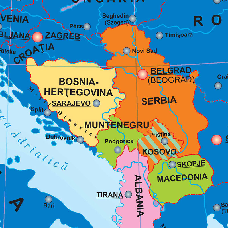 Rumania Eropa Peta 150*100Cm Non-anyaman Kanvas Peta Eropa Wallpaper Dinding Seni Besar Poster Perlengkapan Sekolah Dekorasi Rumah