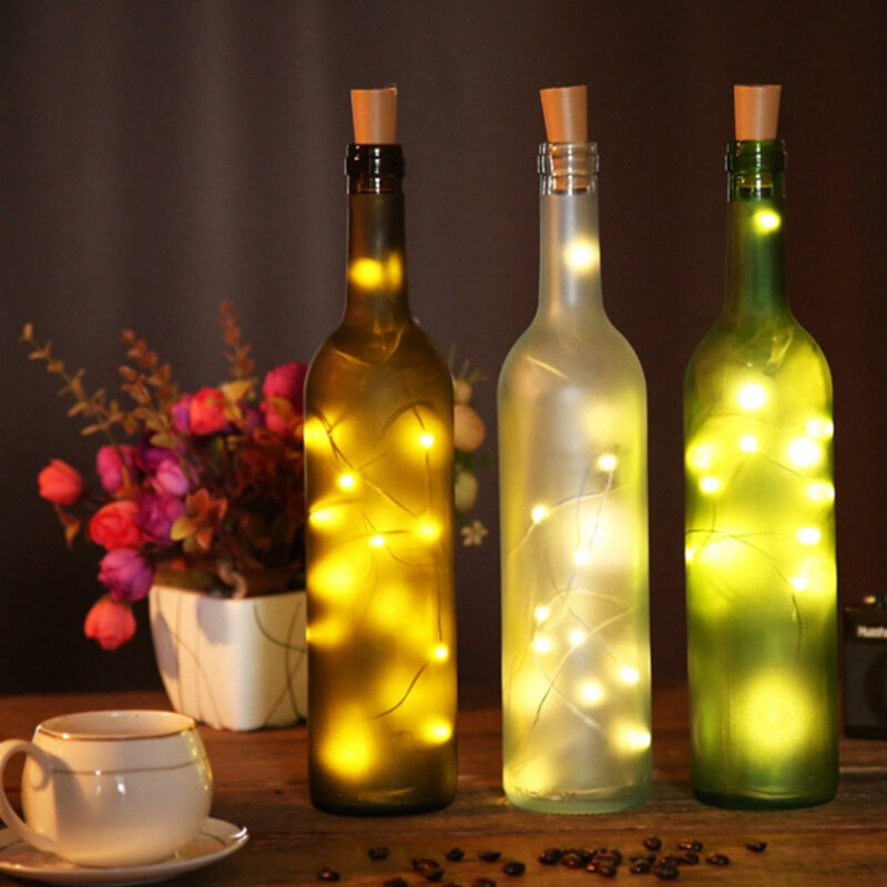 20 pçs luzes da garrafa de vinho com cortiça led string luz fio de cobre fadas guirlanda luzes natal festa feriado decoração casamento