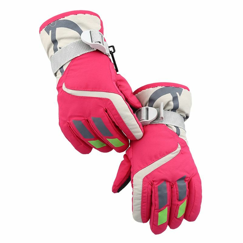 KLV Children Boys Girls Winter Warm Windproof Waterproof Sports Ski Gloves Kids Breathable Adjustable Glove