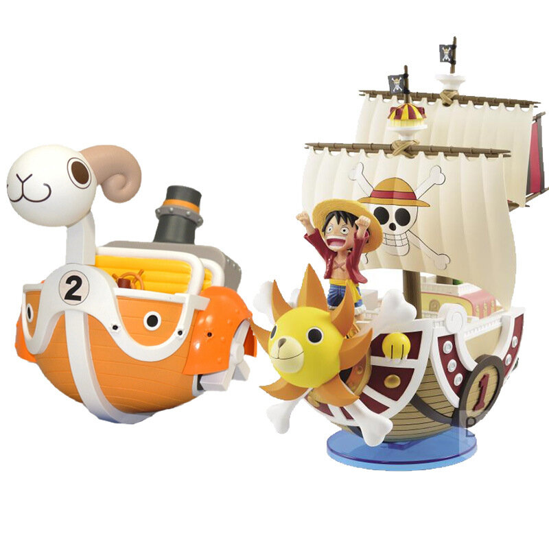 Figura de barco de una pieza Luffy, modelo de juguete periférico Super lindo, Mini barco ensamblado, modelo de nave de una pieza, caja ciega, regalo de cumpleaños para niños