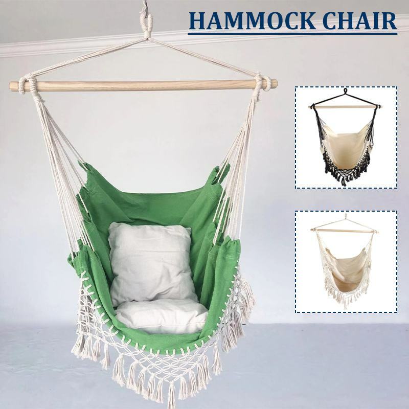 Hamaca colgante de estilo nórdico para el hogar y el jardín, silla para interiores y exteriores, para dormitorio, con varilla de madera, 130x100x100cm