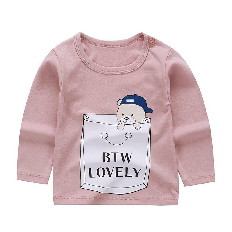 19 neue Baby Kleidung Kinder Mode Casual Langarm T-shirt Baumwolle Baby Jungen Mädchen Druck Tragen