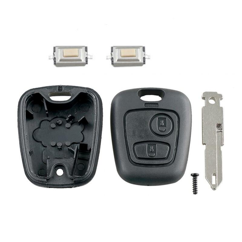 Coque de clé télécommande à 2 boutons avec 206 lames, pour voiture, compatible avec Peugeot 106 107 206 207 306 307 406 407