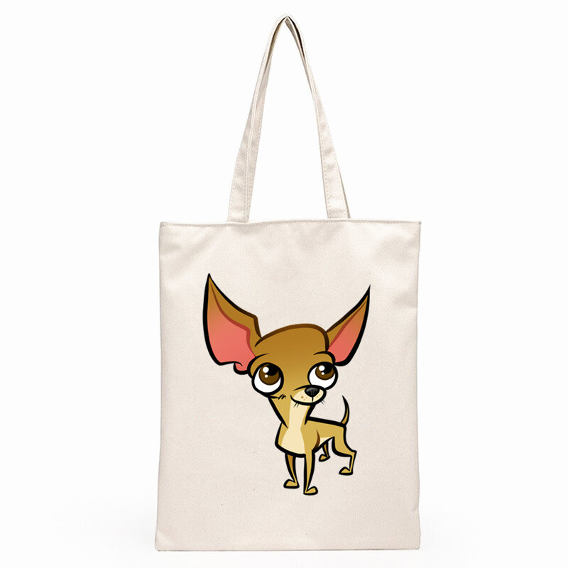 Chihuahua Hund Nette Grafik Hipster Cartoon Print Einkaufstaschen Mädchen Mode Casual Pacakge Hand Tasche