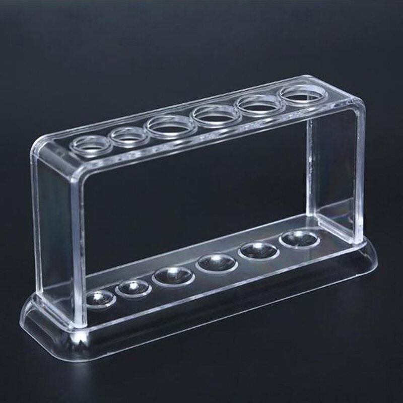 1 pz plastica trasparente provetta Rack 6 fori Stand laboratorio provetta Stand scaffale materiale scolastico attrezzatura da laboratorio 16.7*8*3cm