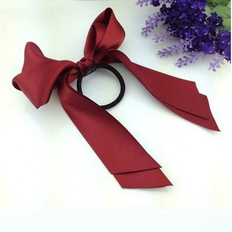 Laço de cetim de cor sólida e dupla camada feita à mão, bonito, para cabelo, gravata, corda, acessórios para cabelos