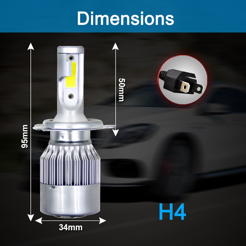 รถ2สี LED ไฟหน้ารถ H1 H4 H7 H11 HB3 HB4 80W 8000LM 3000K 4300K 6000K สีเหลืองแบบ Dual สีขาวหลอดไฟสี
