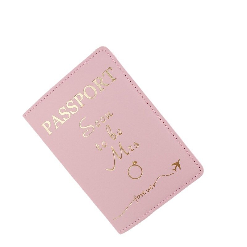 Leather Couple Travel Document Bag, Passport Cover, Passport Holder, PU Butterfly Bronzing Memo Holder