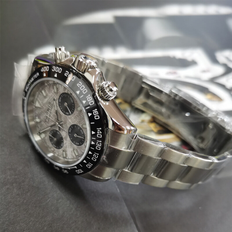 Nova chegada parnis 39mm dial quartz chronograph à prova dwaterproof água de cristal safira relógios dos homens japão movimento 2022 marca luxo superior