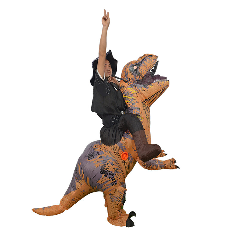 Ride เครื่องแต่งกายไดโนเสาร์ Inflatable T-Rex ฮาโลวีนชุดแฟนซีสำหรับผู้ใหญ่เครื่องแต่งกายมังกรชุดปาร์ตี้สัตว์ Blow Up คอสเพลย์