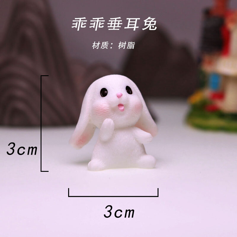 Dekorasi Lanskap Mikro Model Hewan Mini Tanaman Sukulen Lucu Kreatif Lumut Kartun Kelinci