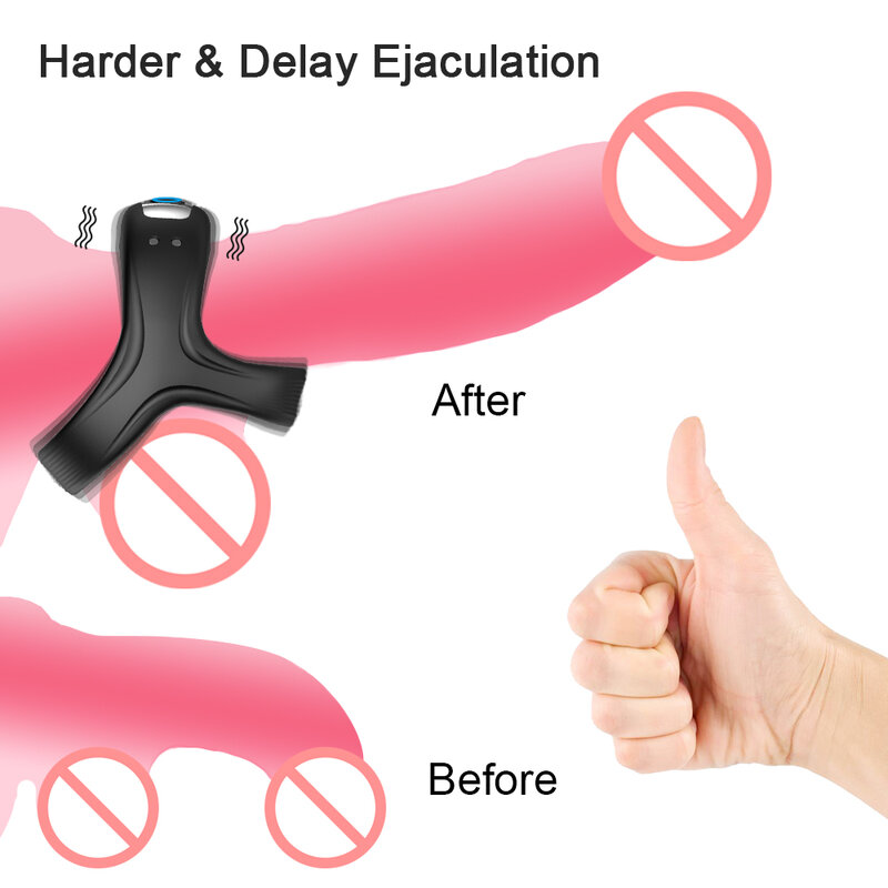 Vibrador cockring pênis galo anel para homem atraso ejaculação sexo brinquedos para homens casal anéis penisring brinquedos para adultos 18
