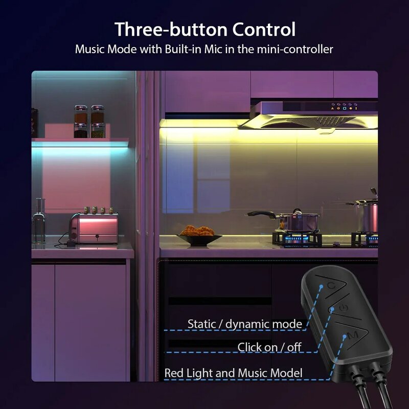 Led 스트립 조명, 블루투스 5050 RGB LED 스트립, 20 키 원격 음악 동기화 색상 변경 조명 홈 장식