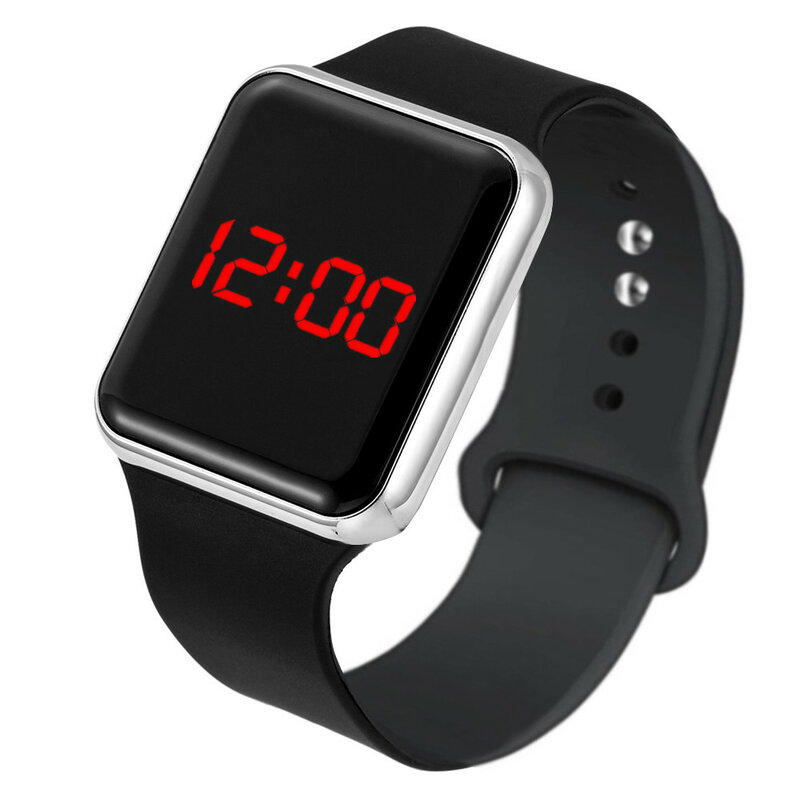 Reloj Digital deportivo para hombre y mujer, pulsera LED cuadrada de silicona, electrónica, femenino