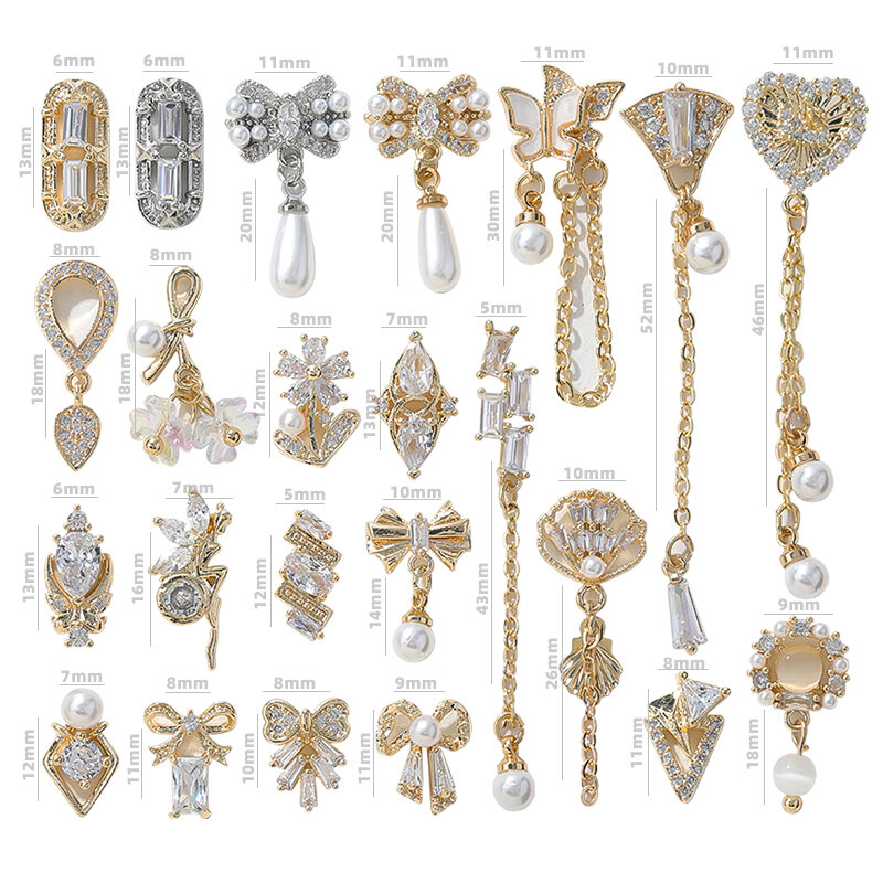 HNUIX – décoration d'ongles 3D en métal Zircon, strass, bijoux en alliage de Zircon, pendentif avec pompon, accessoire pour Nail art, 1 pièce