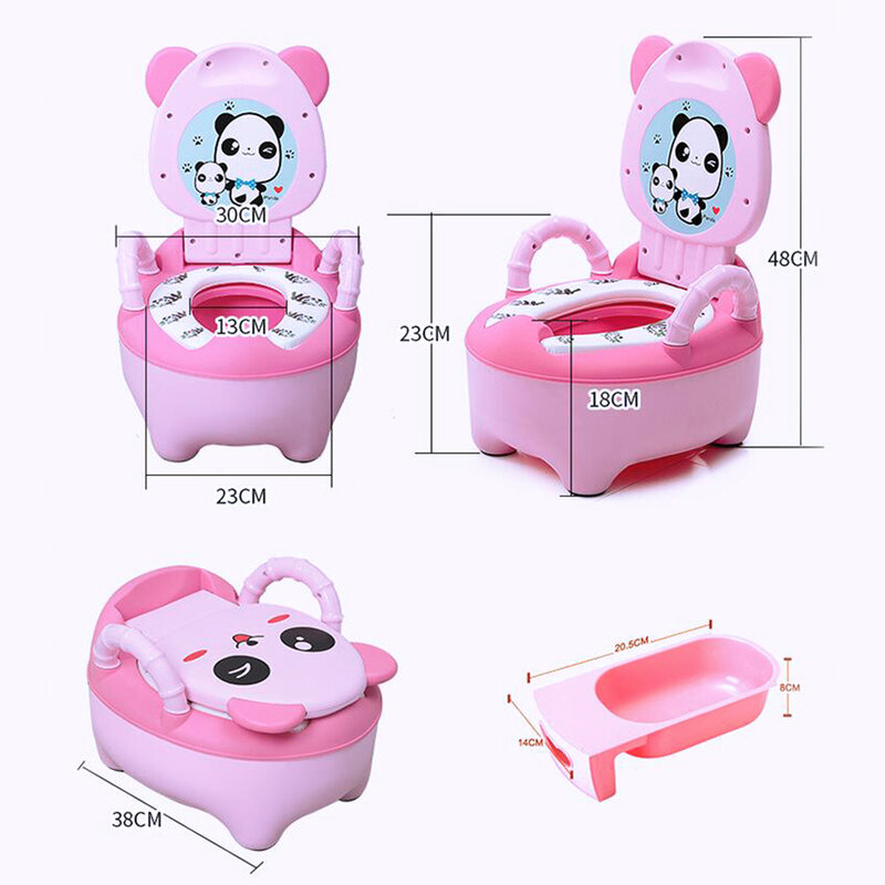 Baby Pot Children Training Potty Toilet Seat Kids Cartoon Panda Toilet Trainer Portable Travel Urinal Comfortable Backrest Pots