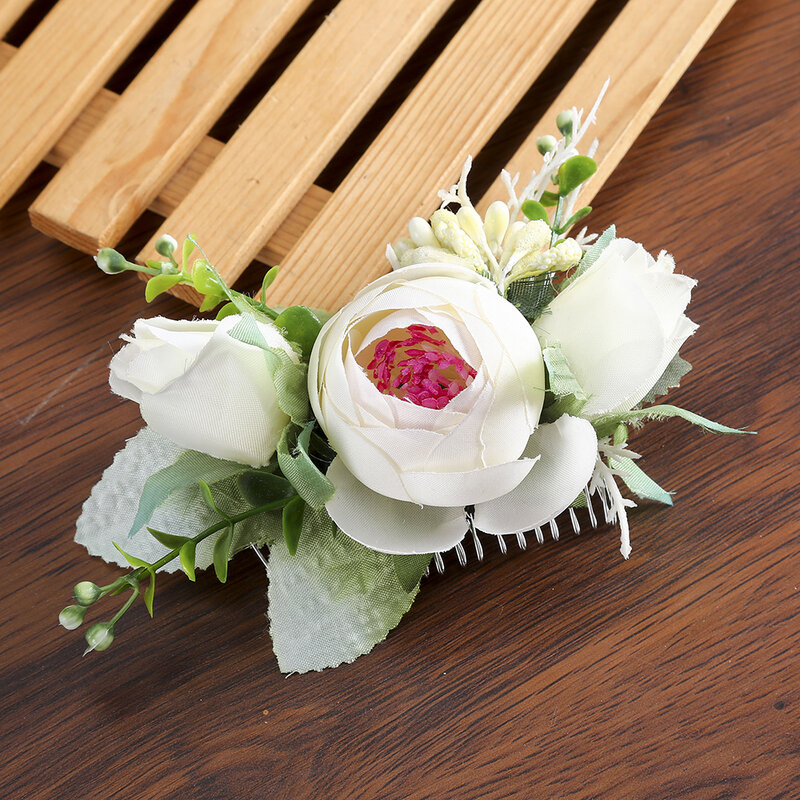 MOLANS Flower Bride Hair Comb, bayas naturales, Floral, horquilla de boda, tocados, exquisitos accesorios de hoja de rosa