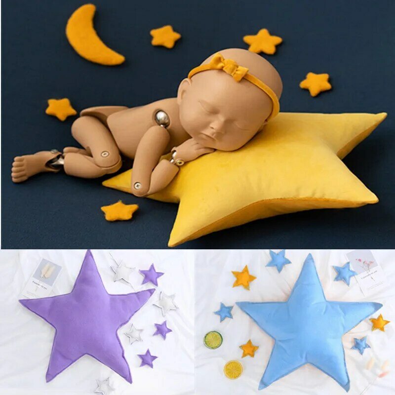 1 Juego de accesorios de fotografía para recién nacidos, almohada con estrellas pequeñas, accesorios para sesión de fotos