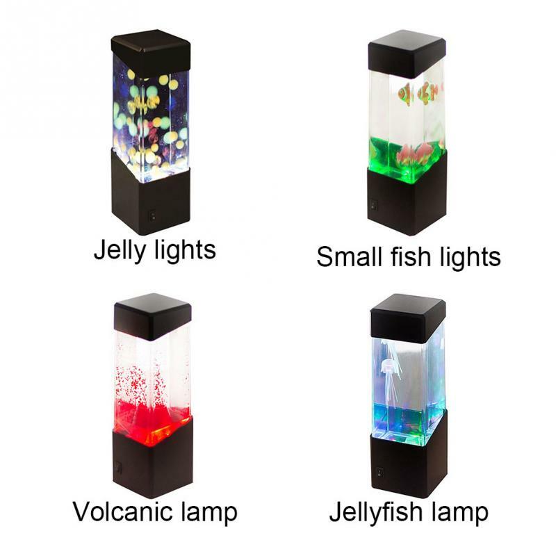 Led veilleuse méduse réservoir Aquarium Style lampe à LED sensoriel autisme lave lampe LED lampe de bureau poisson coloré gelée veilleuse