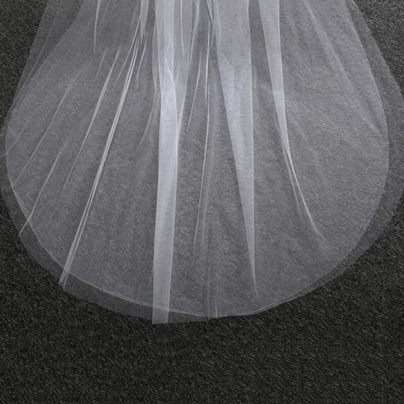 Bruids Lange Tailed Sluiers Multi-layer Met Haar Kam Elegante Prachtige Zachte Tule Bruids Haaraccessoires Ll @ 17
