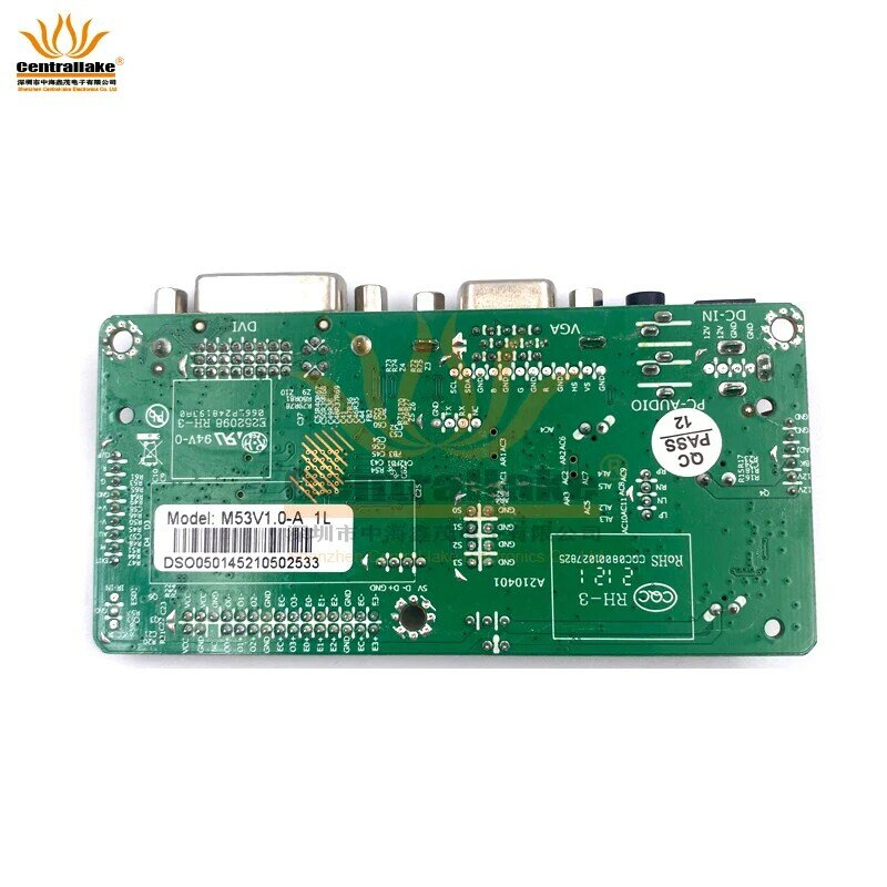 LVDS standard-LCD LED Monitor Control Board LCD driver M53V1.0 with With DVI, VGA and PC-Audio signal input Interface