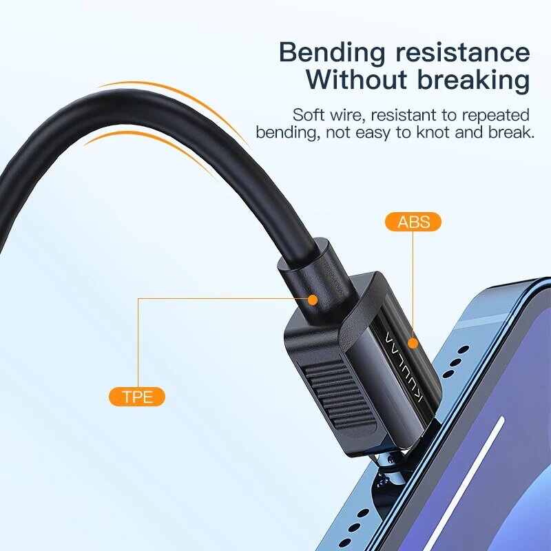 KUULAA-Cable magnético USB tipo C, Cable Micro USB C para iPhone, Xiaomi poco x3 pro f3, Cable magnético de carga para teléfono