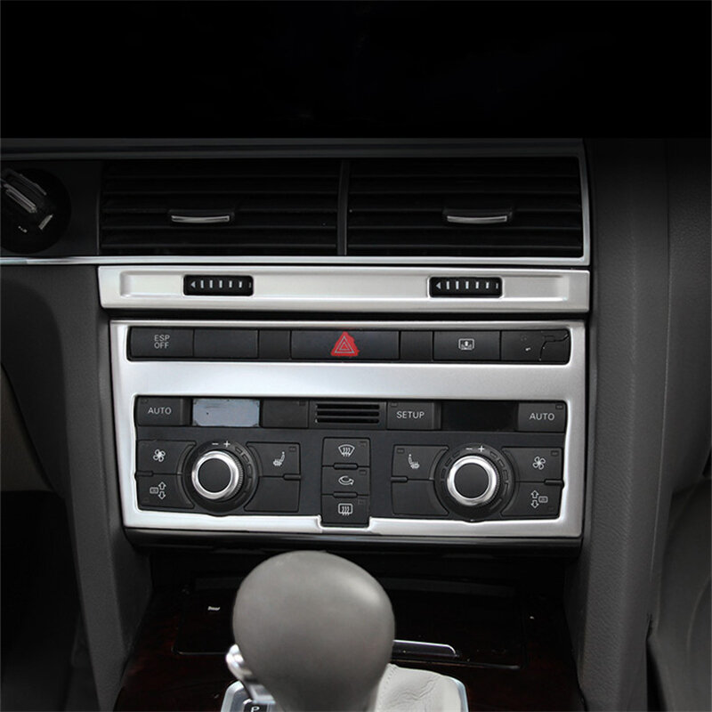 Konsola główna samochodu Gearshift dekoracja paneli naklejka tapicerka dla Audi A6 C5 C6 2005-2011 akcesoria do ramek CD ze stali nierdzewnej