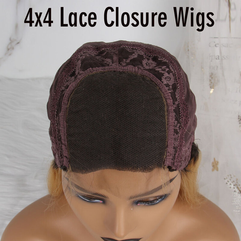 Topnormantic-peluca Bob recta de Color jengibre para mujer, cabello humano indio Remy, línea de pelo prearrancada, cierre 4x4