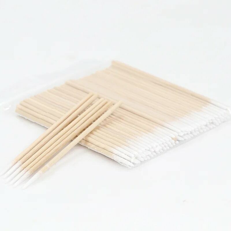100PCS Disposable Wooden Cotton Stick Swabs Micro Brushes Eyelash Extension Glue Removing Tools  For Beauty Makeup And Tattoo