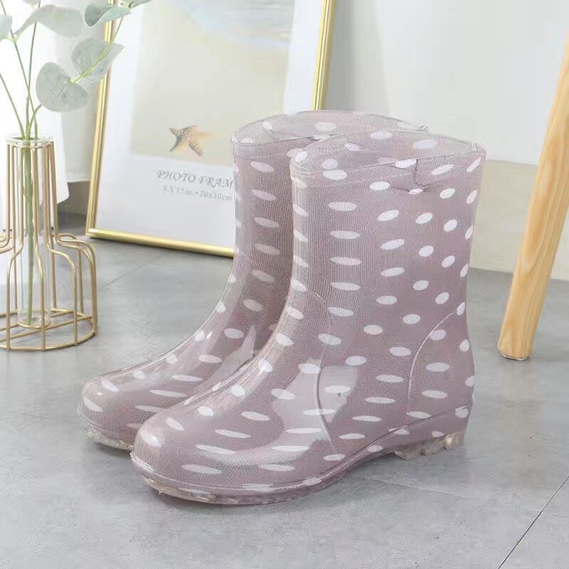 2021 Baru Fashion Wanita Datar Transparan Sepatu Bot Hujan PVC Tahan Air Sepatu Siswa Mujer dengan Harga Murah