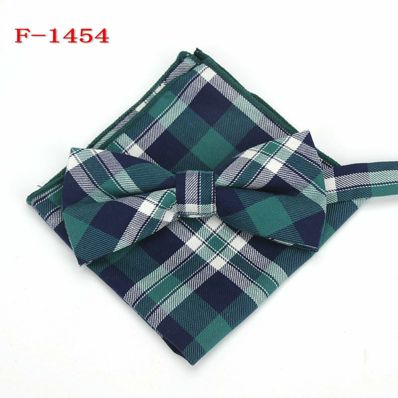 KASURE-Conjunto de pañuelo a cuadros para hombre, conjunto de corbata de moño, de punto estrecho, informal, de tartán inglés