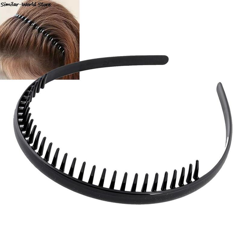 1Pcs Chic Unisex สีดำหยัก Hairband ผู้ชายผู้หญิงซักผ้า Headband Scrunchy เครื่องมือจัดแต่งทรงผมอุปกรณ์เสริม Headwear ผมวง Hoop
