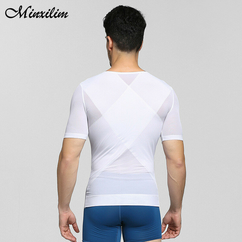 Minxilim Man Undershirt Seamless Slimming Body Shaper Men's Compression Shirt Shaperwear Workout Clothes Abs Abdomen Slim Tees