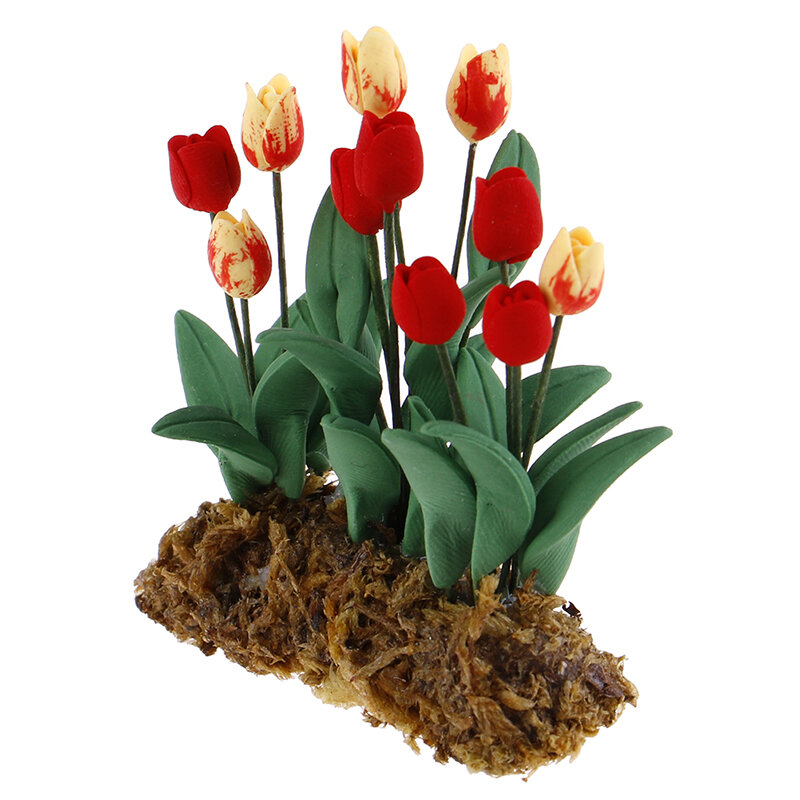 1 peça decoração de jardim de bonecas em miniatura para bonsai, artesanato micro paisagem, ornamento de jardim para plantas verdes de tulipas e flores