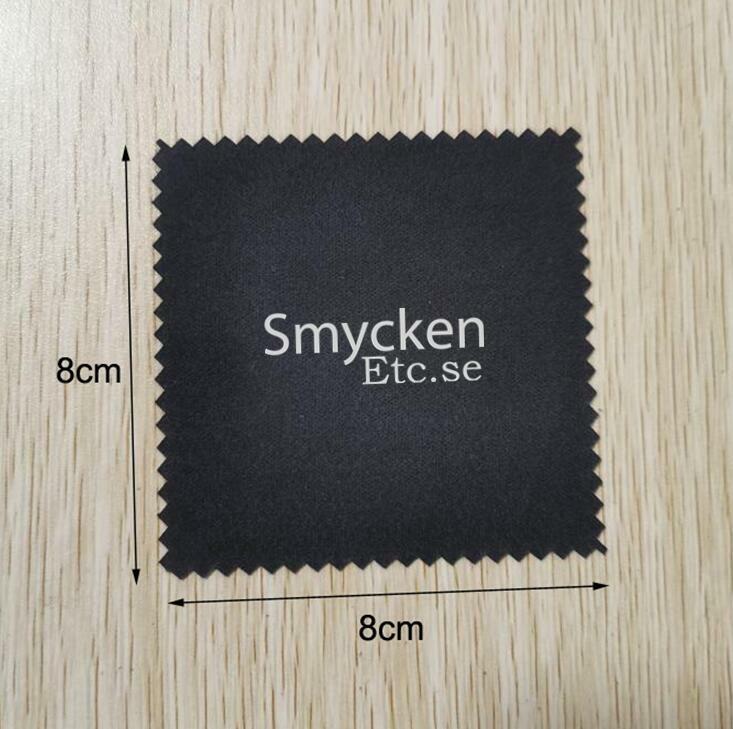 1000 PCS Customized 8x8cm Black Silver Polishing Cloth Printed With Silver Logo Individually Packaging Express Fast Shipping